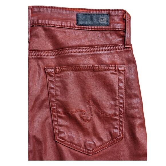 AG Adriano Goldschmied The Farrah Skinny Ankle High-Rise Red Coated Jeans 26R - Picture 5 of 8